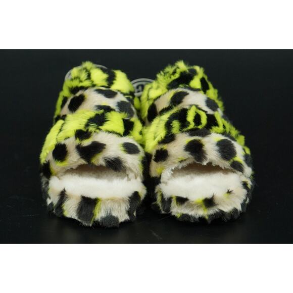 UGG Fluff Yeah Animalia Slingback Sandals Slipper SZ 7 New Leopard green - Picture 6 of 11